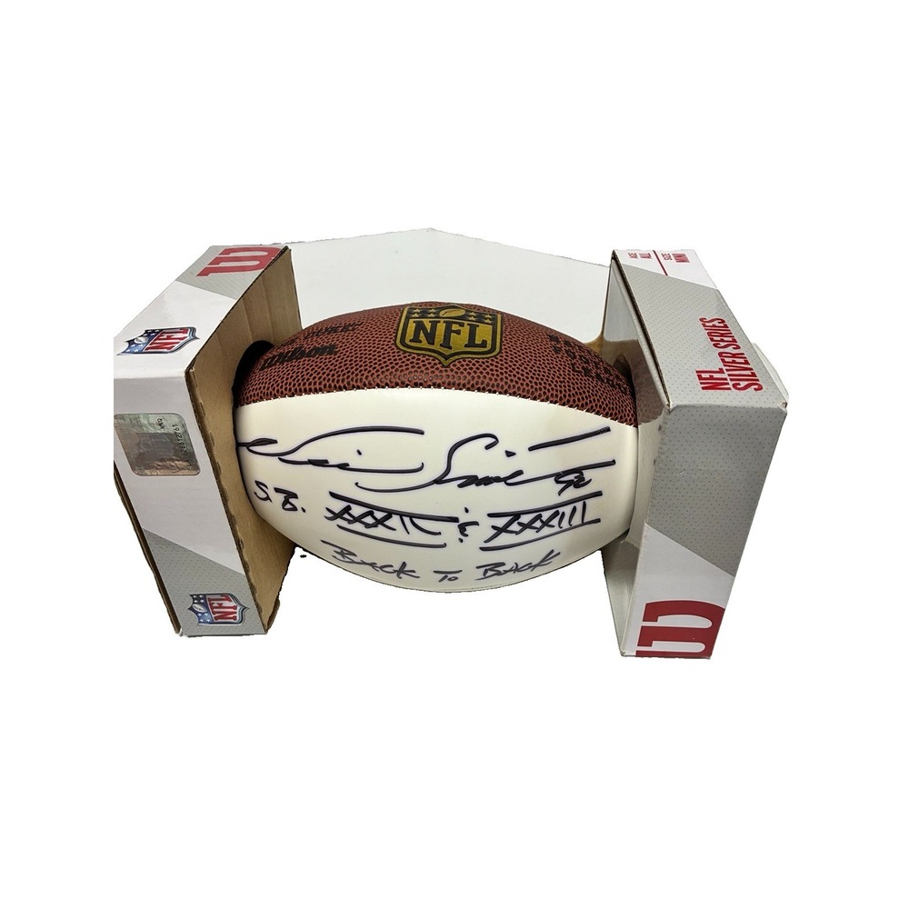Neil Smith Signed Autographed Wilson NFL Football SB XXXII XXXIII Back To Back